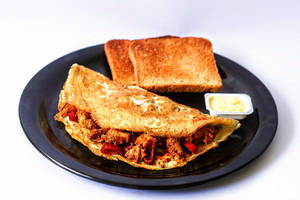 Loaded Grilled Chicken Paprika Omelette - With Toast & Butter
