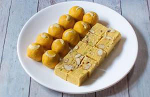 Moong Laddu [10 Pieces]+Soan Papdi [10 Pieces]