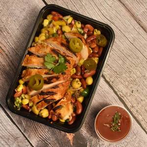 Mexican Chicken & Salad With Salsa And Sour Cream