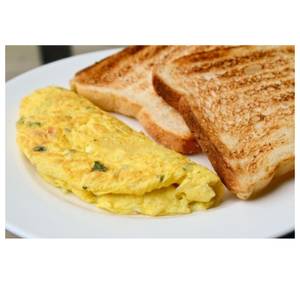 Egg Omlette With Buttered Toast & Fried Tomatoe