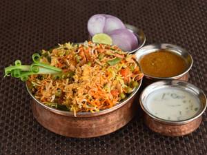 Veg Dum Handi Briyani + Veg Raita