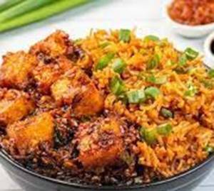 Street Style Chilli Paneer With Fried Rice