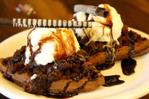 Brownie Waffle with Ice cream