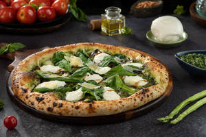 Sourdough Broccoli Burrata Rocket Pizza  (No Onion - No Garlic )