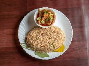 Veg Fried Rice With Chicken Butter Masala