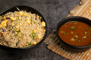 Egg Fried Rice With Plain Manchurian Sauce