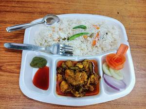Chicken Curry And Fried Rice ( Laxmibhog Minikit Rice )