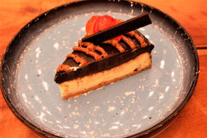Baked Choco Caramel Cheese Cake Slice