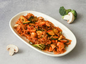 Exotic Vegetables Noodles Wok In Chilli Garlic Sauce