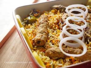 Chicken Seekh Kabab Biryani (gravy & Curd ) ( 3 Kebabs )
