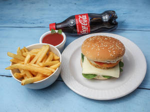 Cheese Burger + French Fries + Cold Drink (500Ml)