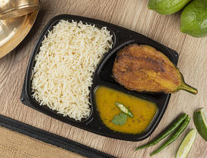 BASMATI Rice+begun Bhaja+dal TRAY