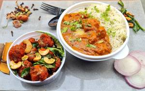 Butter Chicken Rice Bowl + Kaju Kodi Fry