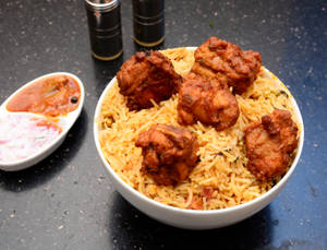 Chicken Briyani With Chicken 65