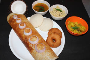 Masala Dosa (1 Pc) + Idly (2 Pc) + Plain Vada (2 Pc)                                                                    