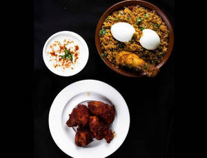 Chettinad Chicken Biryani + Chicken 65 + Masala Shikanji 