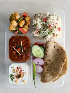 Daily Veg Thali [ Indian Dal+ Sabji+Raita+3 Tva Chpati+Rice+Green Salad+Pickle