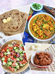 Matter Paneer (250 Ml)+3 Pcs Butter Parantha+ Salad+ Lasun Chutney