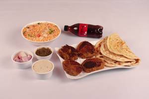 Veg Kabab 4 Pcs + Lachha Paratha + Veg Biryani Half + Coke 250 Ml