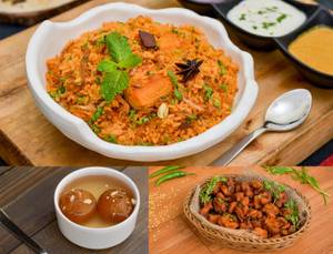 Arcot Chicken Dum Biryani + Chicken Kebab + Garam Gulab Jamun (2pc)