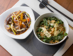 Sauteed Crisp Fish With Garlic Pepper Sauce + Chili Basil Fried Rice