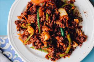 Goan Sausage ( Chorizo ) Chilly Fry