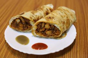 Egg Chicken Roll Served With Tomato Ketchup