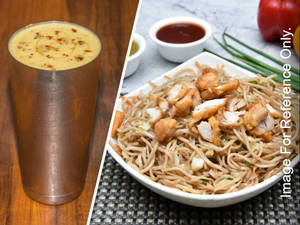 Chicken Hakka Noodles + Masala Lassi