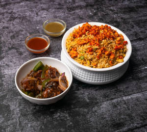 Chicken kothukkari fried rice + chicken manchurian