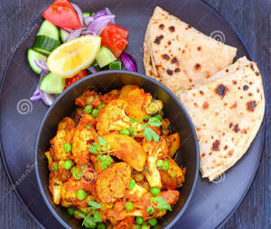 Aloo Gobi+ 5 Butter Roti+salad + Lasan Chutney