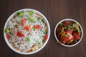 Veg Fried Rice  With Gobi Manchuria