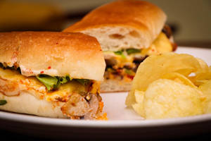 Spicy Chicken Mushroom And Cheese Sandwich