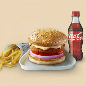 Aloo Tikki Burger + Regular Fries+ Coke 250 Ml