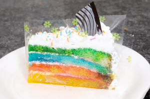 Eggless Rainbow Piece Cake
