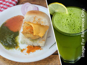 Cheese Vada Pav + Mint Lime Juice