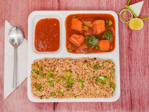 Chilli Paneer + Veg Fried Rice