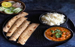 Rajma Masala+ 5 Butter Roti+salad + Lasan Chutney