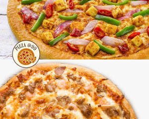 Chicken Tikka Pizza + Paneer Tikka Pizza