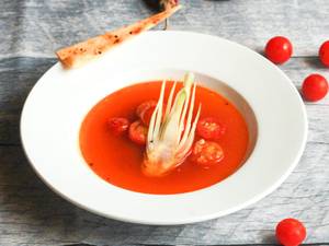 Cherry Tomato Rassam With Crisp Fennel adn Masala Tuille 
