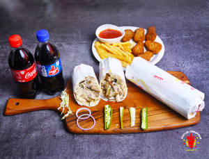 Chef Shawarma + Spicy Shawarma + French Fries + Chicken Nuggets + Cold Drink