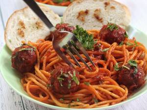 Spaghetti Mock Meat Balls Pasta