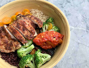 Warm Grain Bowl With Roasted Chicken Thigh