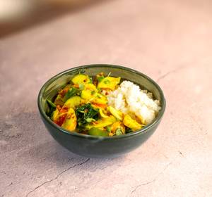Stir Fried Vegetables Burmese Style Rice Bowl