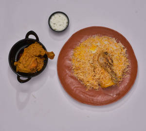Chicken biryani with chicken chaap