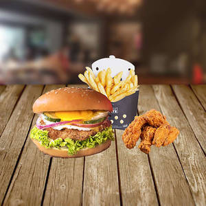 Burger + French Fries(s) + Wings(2 pcs)