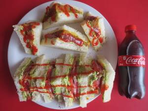Veg. Sandwich With Aloo Matar Sandwich And Coke [250 Ml]