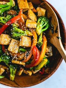 Silk Tofu With Exotic Veggies,Shitake,Mushrooms In Szechuan Chilly Soya Sauce