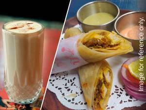 Chicken Reshmi Kebab Roll + Lassi