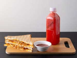 Cheesy Chicken Sandwich + Watermelon Juice