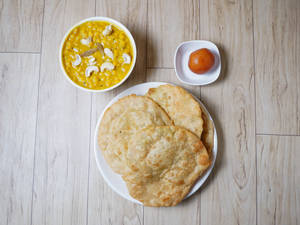 Peas Kachori(4pc) + Cholar Dal + Sweet    